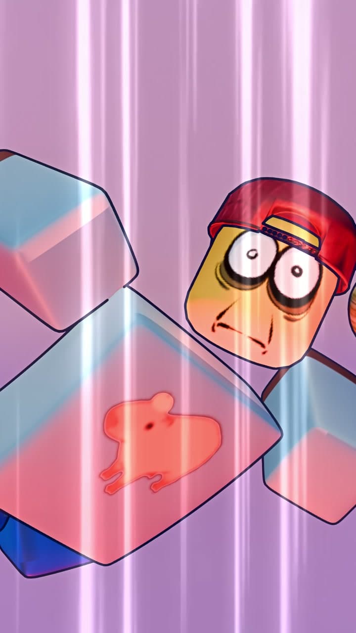A stylized Roblox short with a bright pink portal and a dragon
